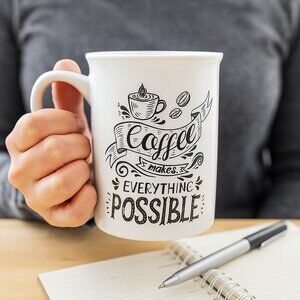 Coffee Makes Everything Possible Mug – Inspirational Ceramic Coffee Cup, Gift